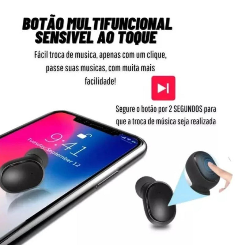 Fone de Ouvido Bluetooth Dual Led 5.0 Airdots Air Sem Fio-Preto